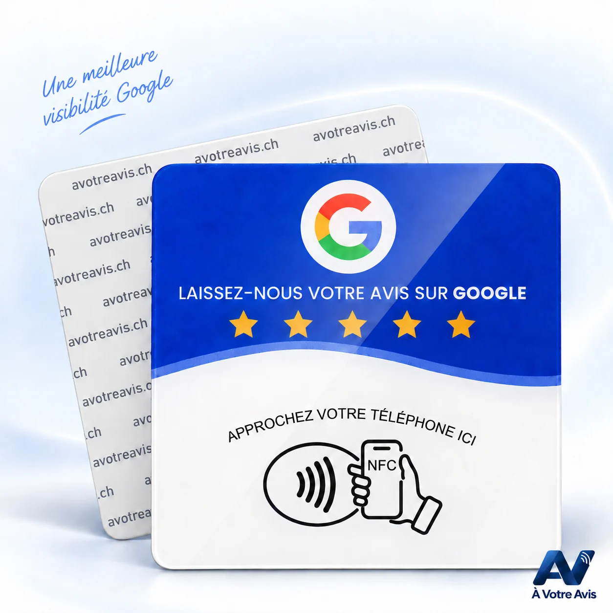 Vue avant et arrière de la plaque NFC